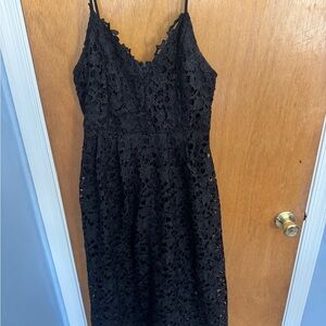 Astr Black Lace Midi Dress